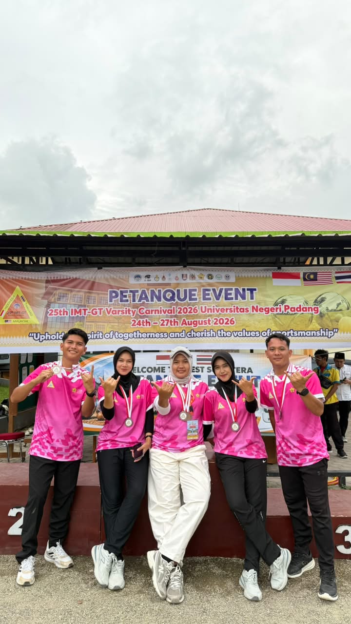 Tim Petanque USK meraih peraih medali perunggu IMT GT 2026 di Universitas Negeri Padang Rabu (26/8/2026)